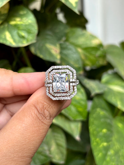Crown Halo Cocktail Adjustable Ring - 