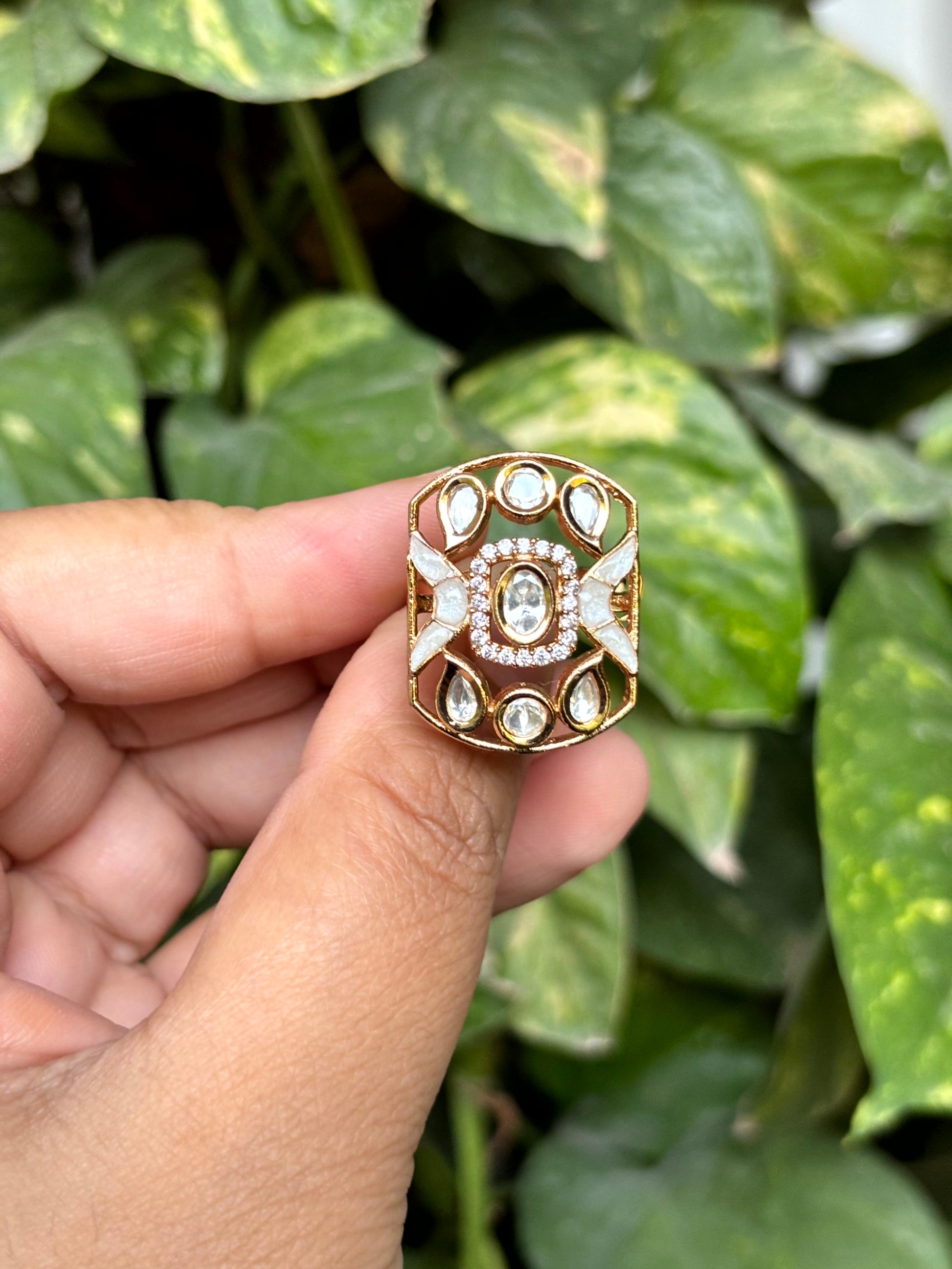 Vanya Ivory Moissanite Adjustable Ring - 