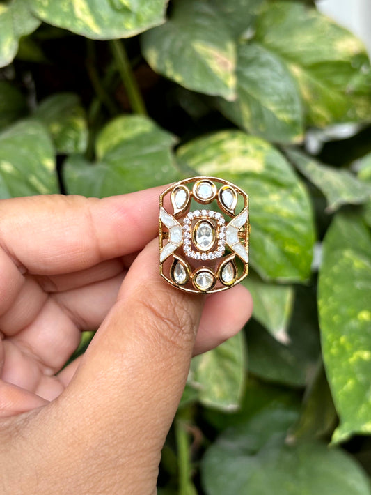 Vanya Ivory Moissanite Adjustable Ring - 