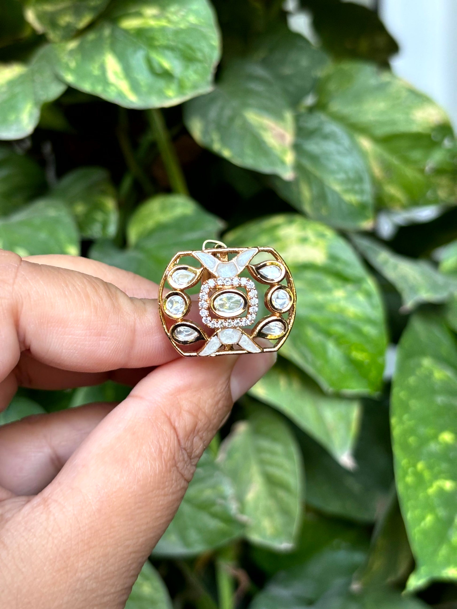 Vanya Ivory Moissanite Adjustable Ring - 