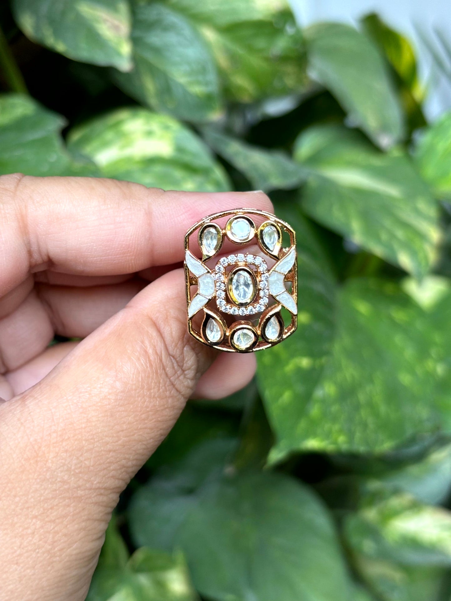 Vanya Ivory Moissanite Adjustable Ring - 