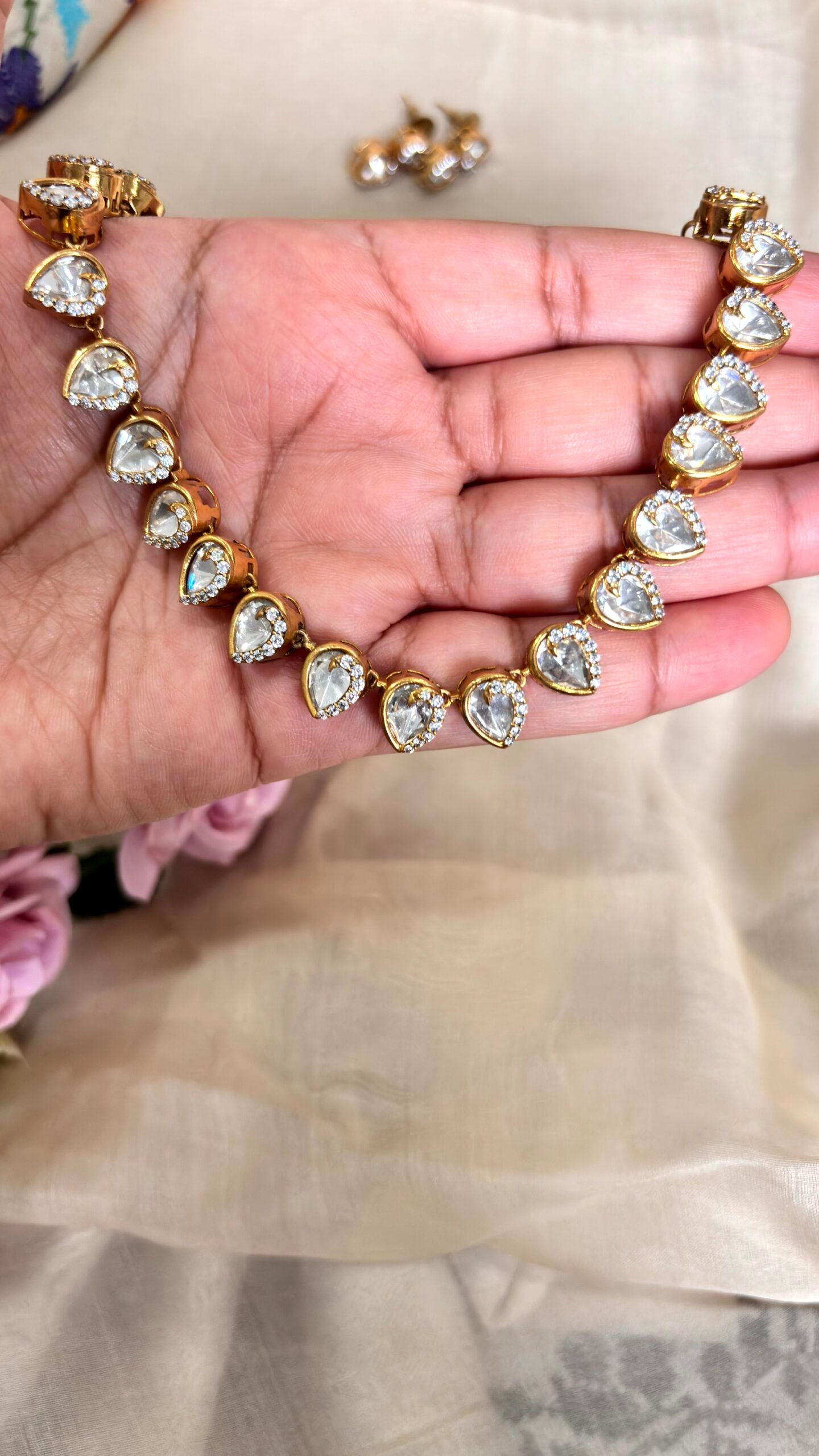 Prisha Moissanite Polki Wedding Jewelry Set - A-25-N-O-1NHSH-BJ