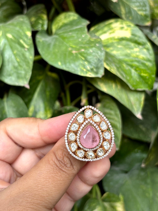 Blush Teardrop Moissanite Adjustable Ring - 