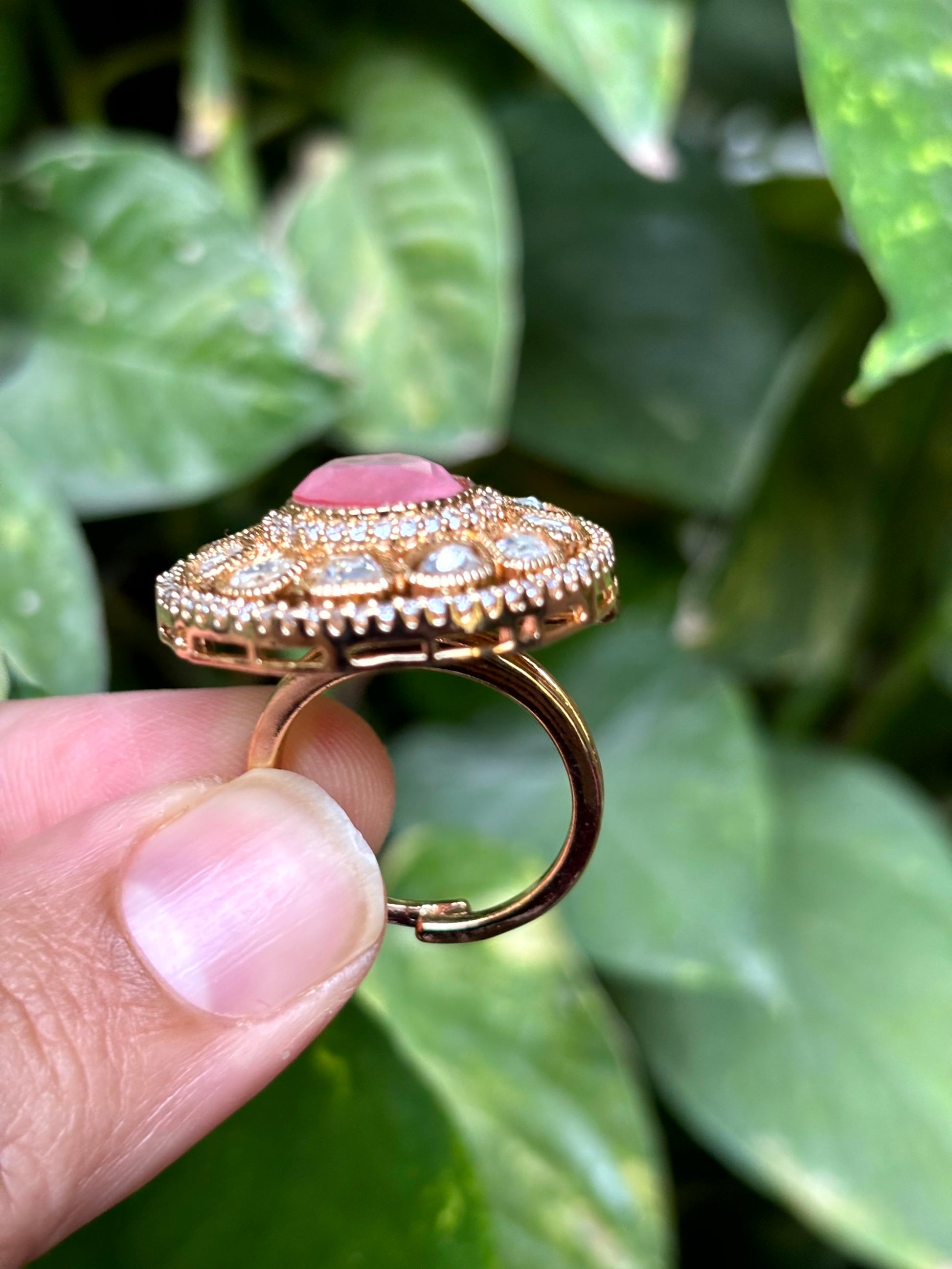 Blush Teardrop Moissanite Adjustable Ring - 