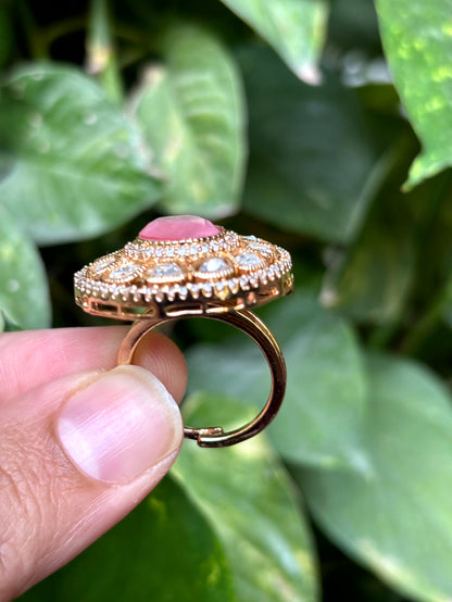 Blush Teardrop Moissanite Adjustable Ring - 
