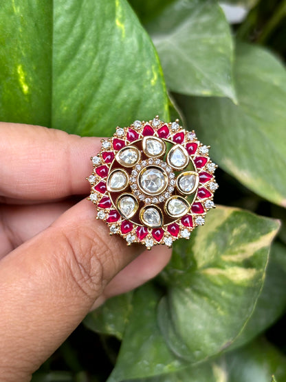 Ruby Moissanite Statement Adjustable Ring - 