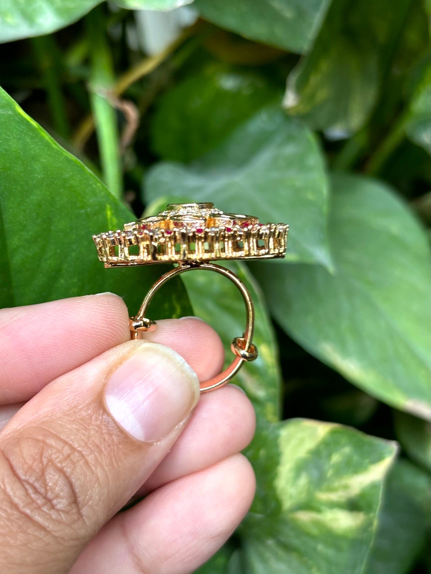 Ruby Moissanite Statement Adjustable Ring - 