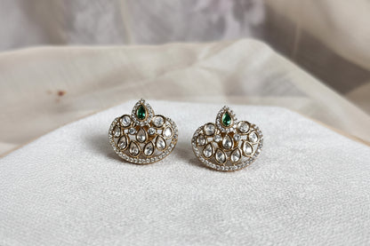 Kavya Pearl Floral Stud Earrings - 