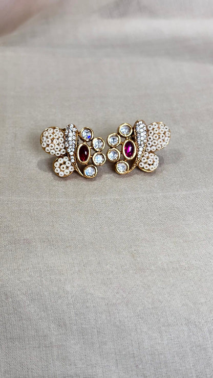 Naina Ruby Pearl Studs - 