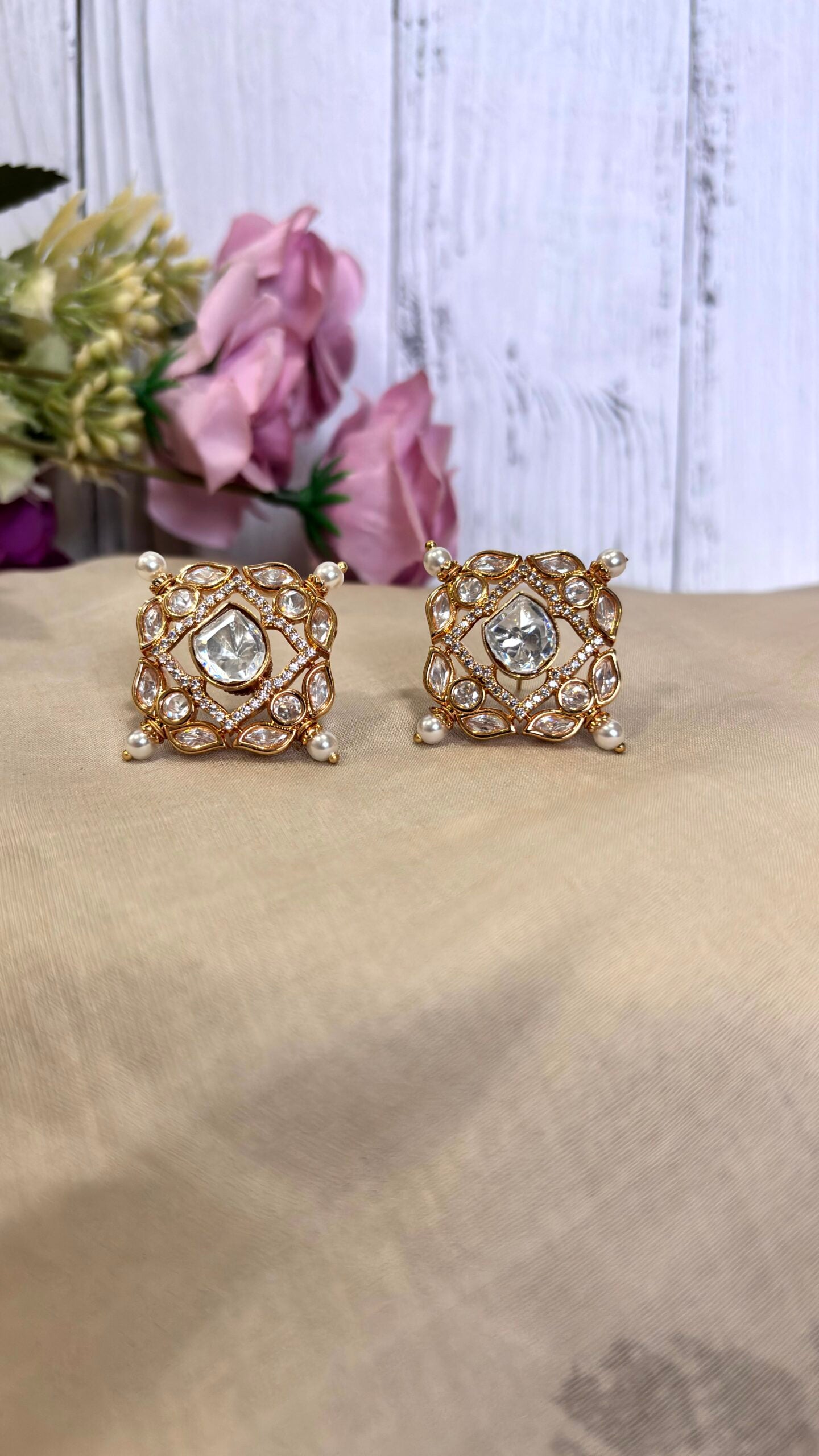 Zara Classic Polki Moissanite Studs - 