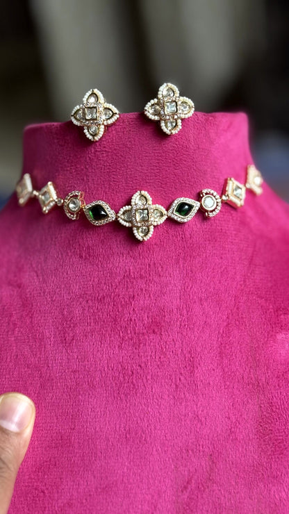 Avni Elegant Emerald Moissanite Necklace Set - A-25-N-O-1NNHH-BJ