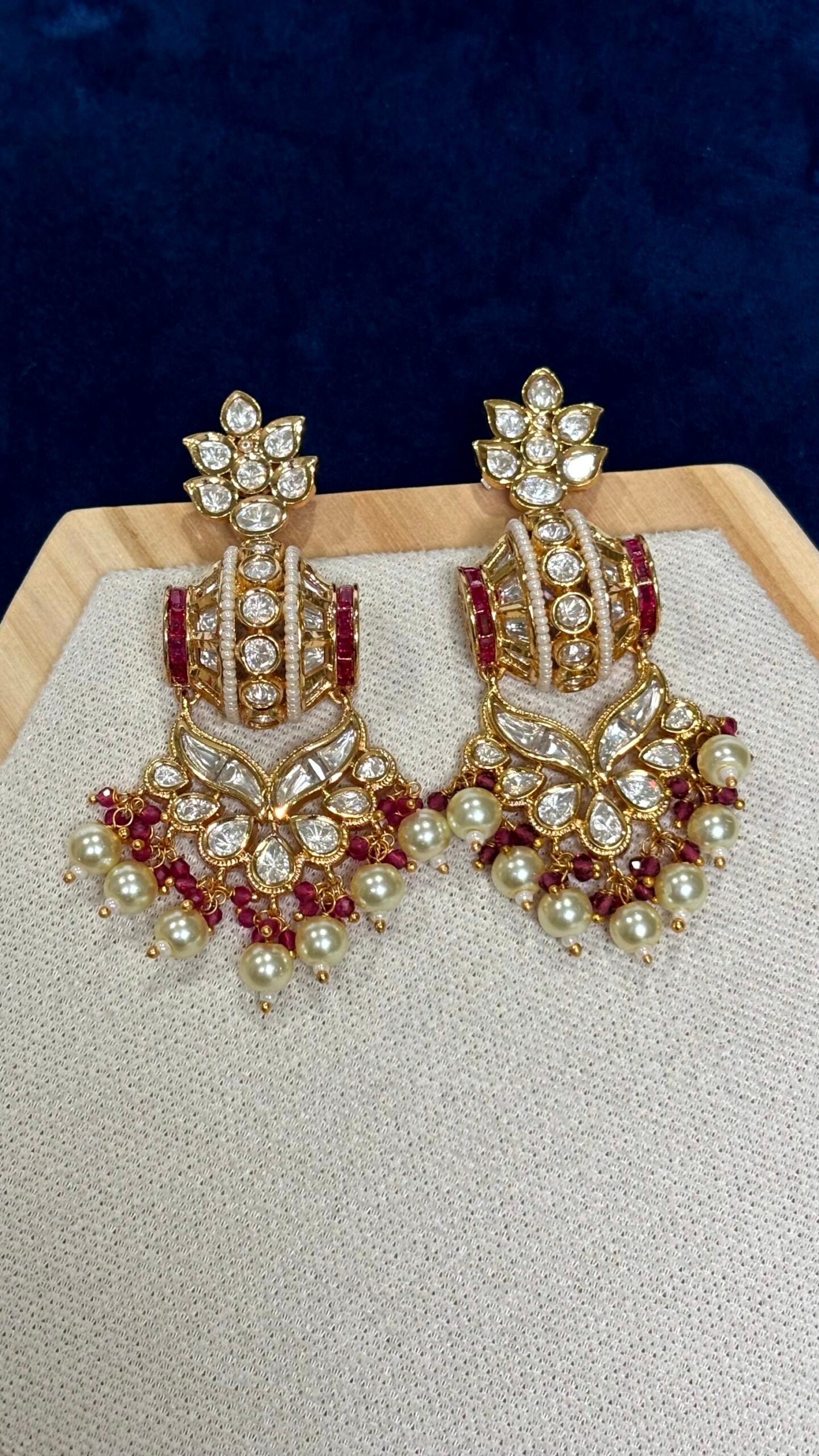 Reva Ruby Pearl Moissanite Danglers - 