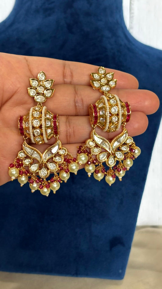 Reva Ruby Pearl Moissanite Danglers - 