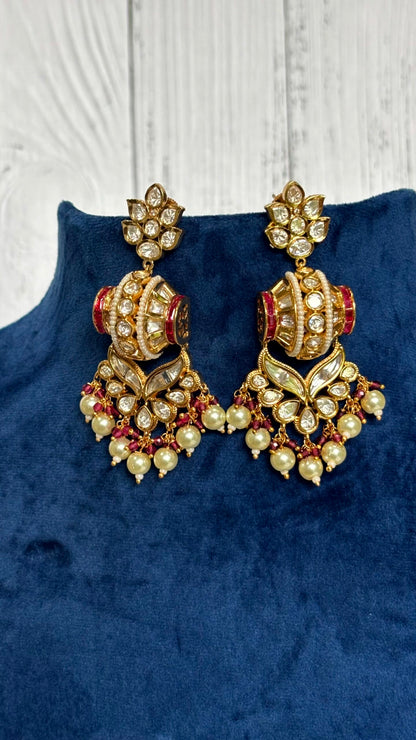 Reva Ruby Pearl Moissanite Danglers - 