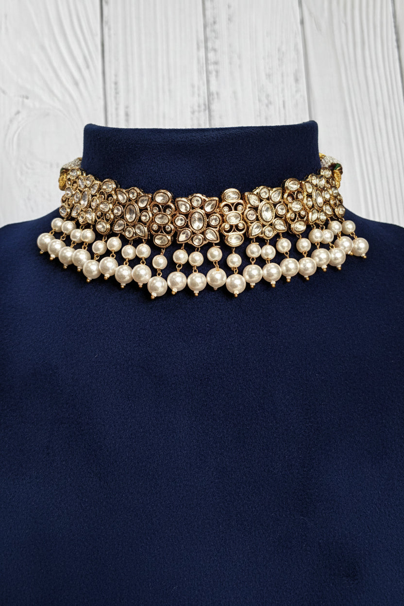 Aadhya Royal Moissanite Pearl Choker - A-25-N-O-1FQKH-BJ