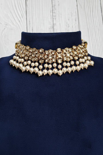 Aadhya Royal Moissanite Pearl Choker - A-25-N-O-1FQKH-BJ