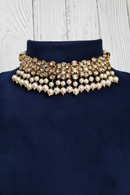 Aadhya Royal Moissanite Pearl Choker - A-25-N-O-1FQKH-BJ