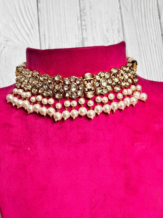 Aadhya Royal Moissanite Pearl Choker - A-25-N-O-1FQKH-BJ