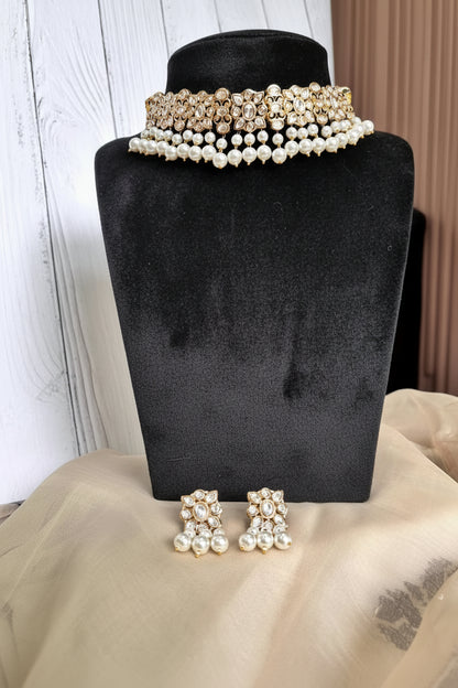 Aadhya Royal Moissanite Pearl Choker - A-25-N-O-1FQKH-BJ