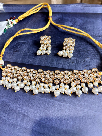 Aadhya Royal Moissanite Pearl Choker - NS2-BJ
