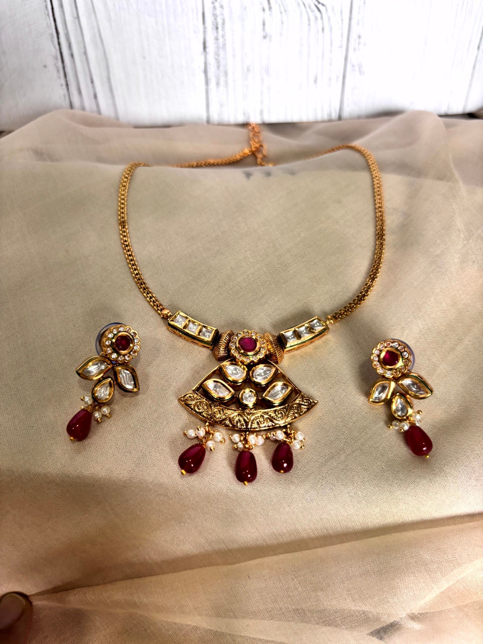 Ruby Kundan Classic Necklace Set - A-25-N-O-1NDQW-BJ