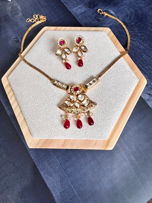 Ruby Kundan Classic Necklace Set - A-25-N-O-1NDQW-BJ