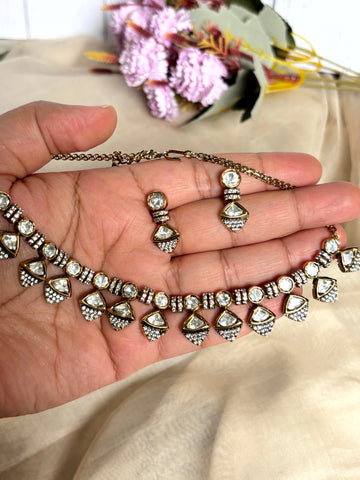 Saanvi Victorian Moissanite Necklace Set - 