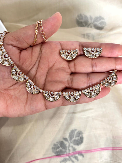 Kiara Moissanite Floral Necklace Set - A-25-N-M-1NHSH-BJ