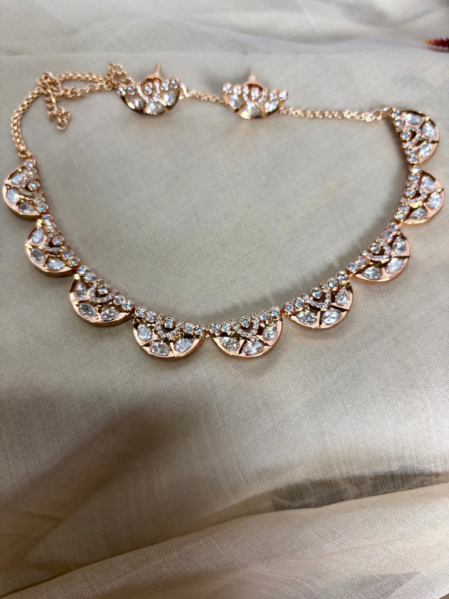 Kiara Moissanite Floral Necklace Set - A-25-N-M-1NHSH-BJ