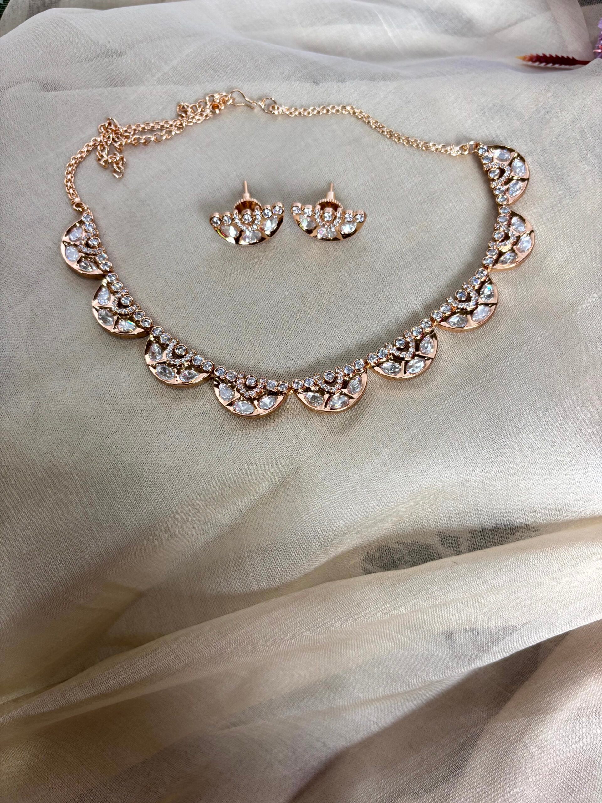 Kiara Moissanite Floral Necklace Set - A-25-N-M-1NHSH-BJ