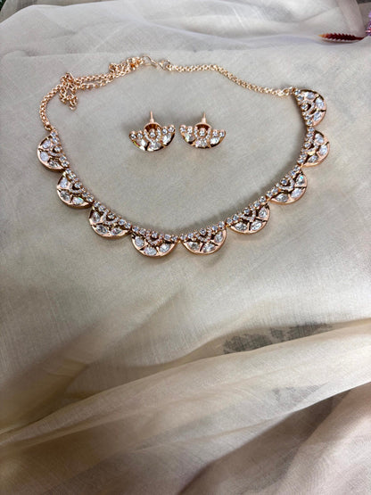 Kiara Moissanite Floral Necklace Set - A-25-N-M-1NHSH-BJ