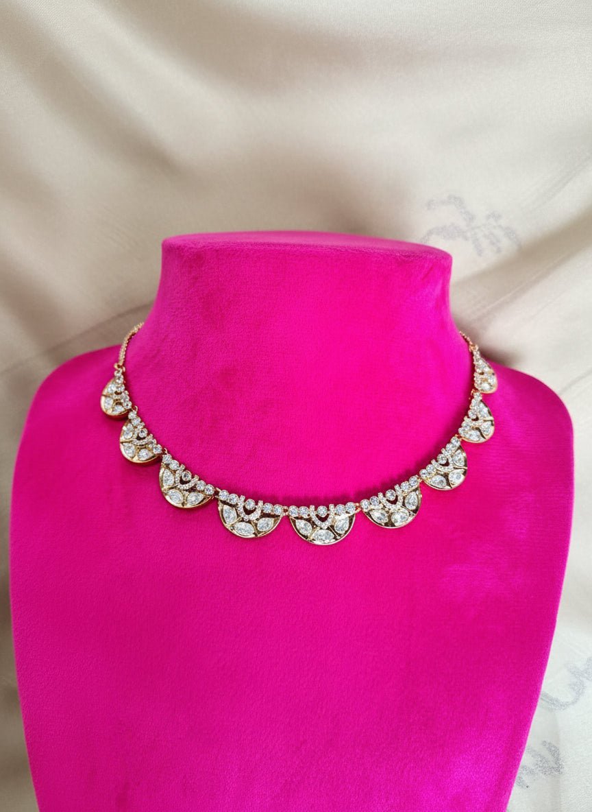 Kiara Moissanite Floral Necklace Set - A-25-N-M-1NHSH-BJ