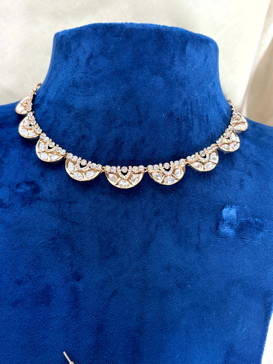 Kiara Moissanite Floral Necklace Set - A-25-N-M-1NHSH-BJ