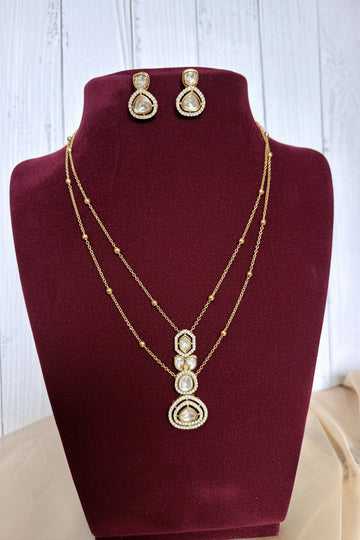 Ira Stylish Moissanite Double - Chain Necklace Set - A-25-N-M-11WHD-BJ