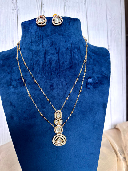 Ira Stylish Moissanite Double - Chain Necklace Set - A-25-N-M-11WHD-BJ