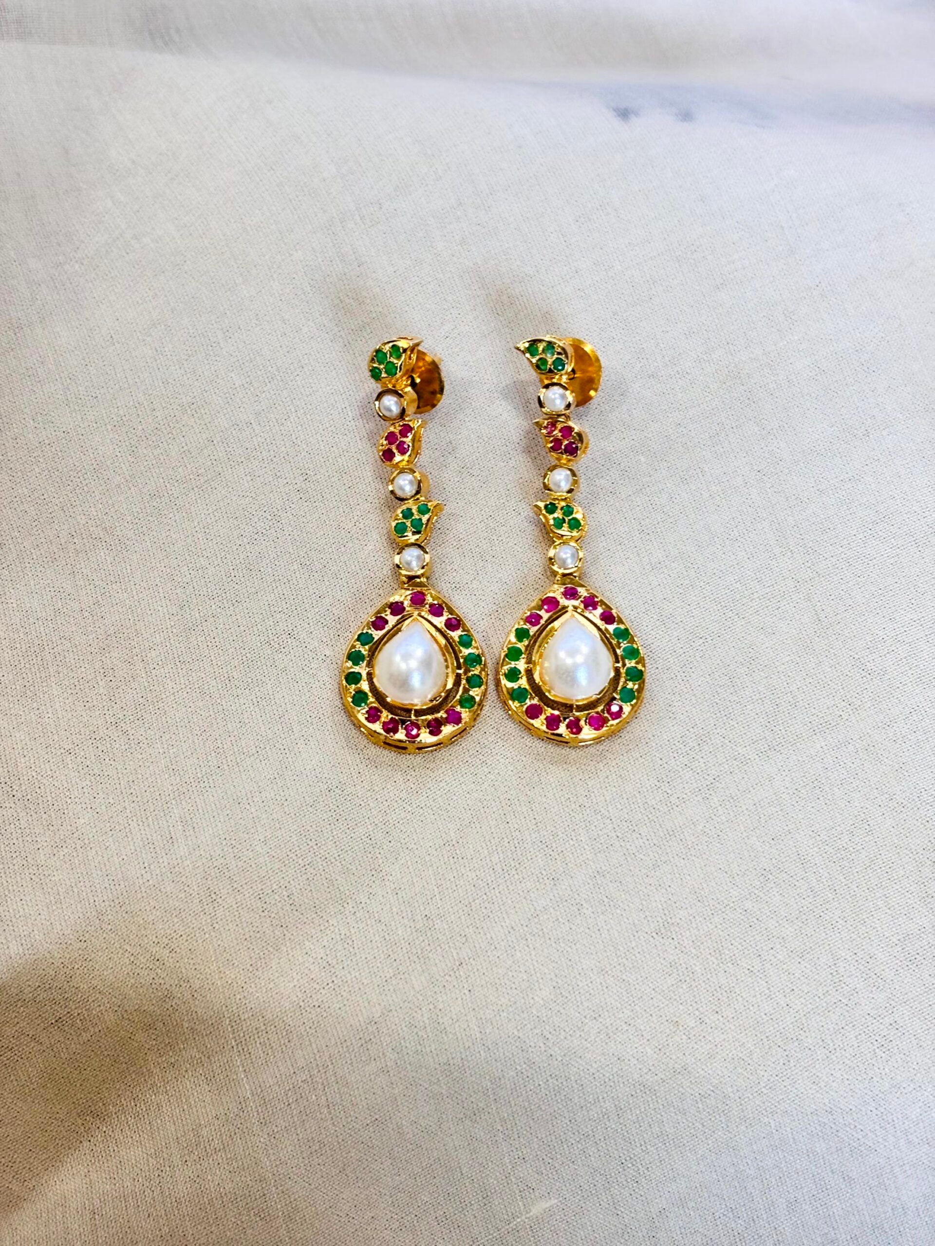 Diya Jadau Drop Necklace Set - A-25-N-O-11SBD-BJ