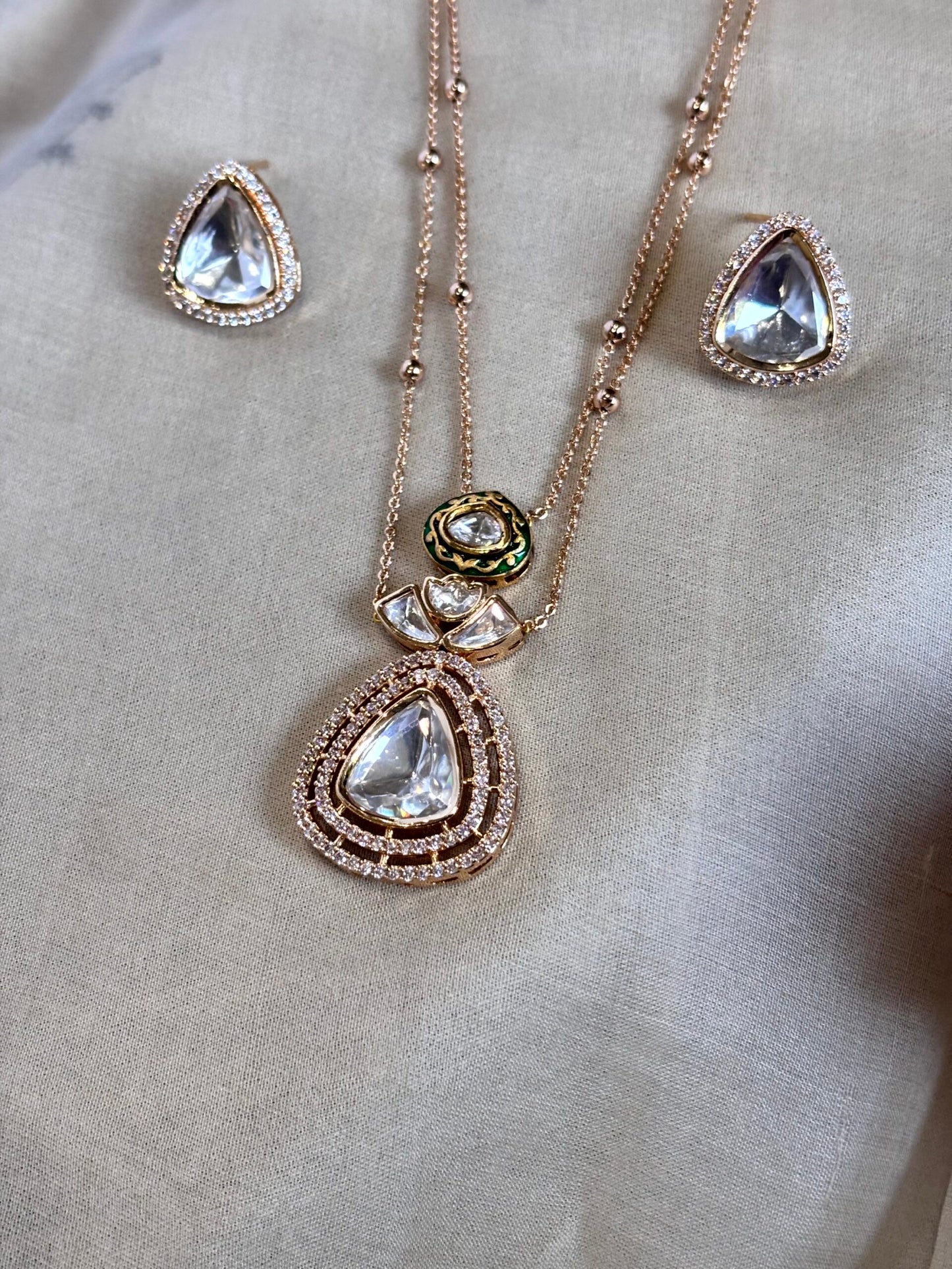 Aanya Stylish Moissanite Necklace Set - A-25-N-M-1NYQH-BJ