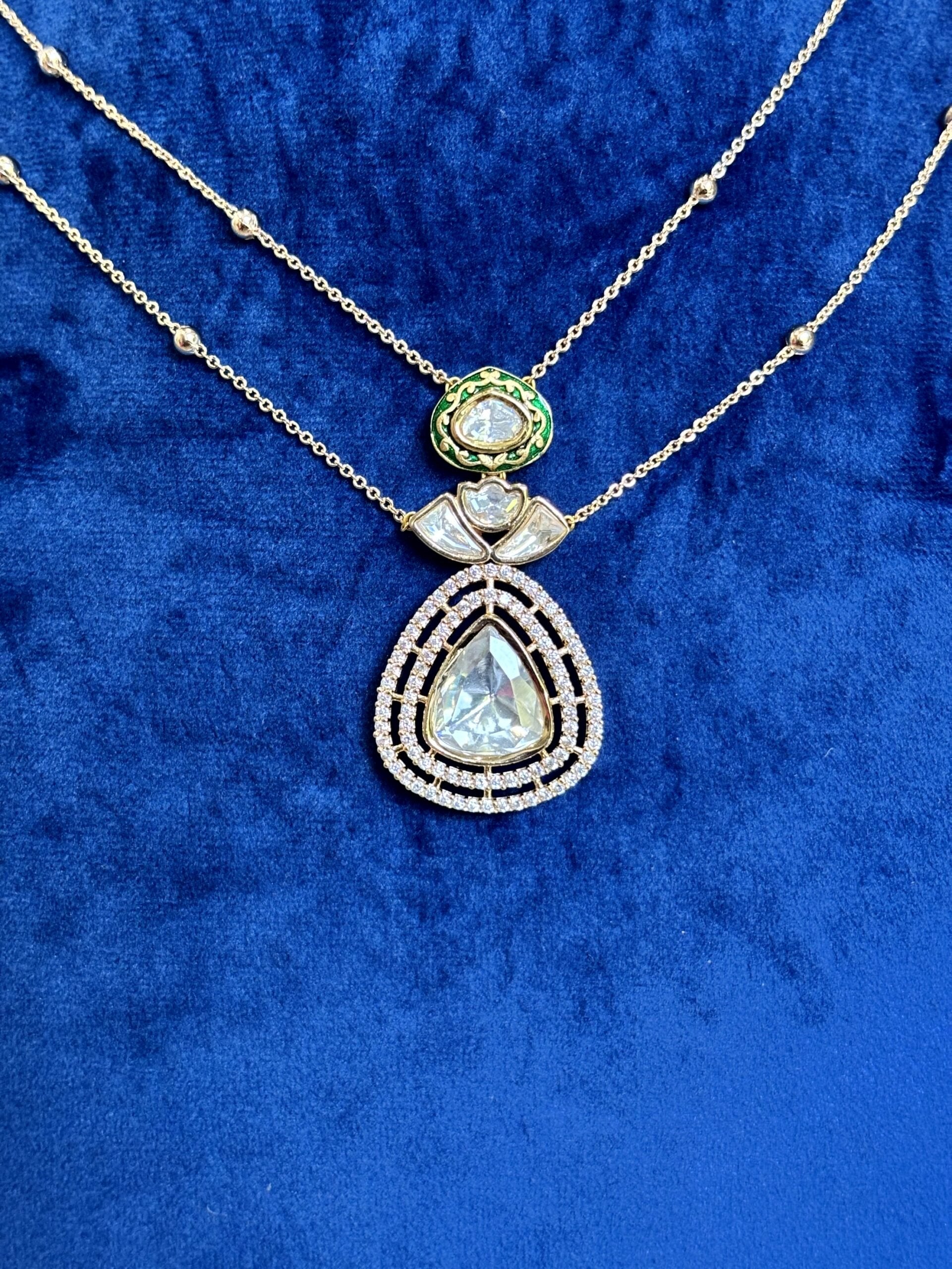 Aanya Stylish Moissanite Necklace Set - A-25-N-M-1NYQH-BJ