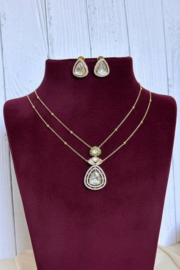 Aanya Stylish Moissanite Necklace Set - A-25-N-M-1NYQH-BJ