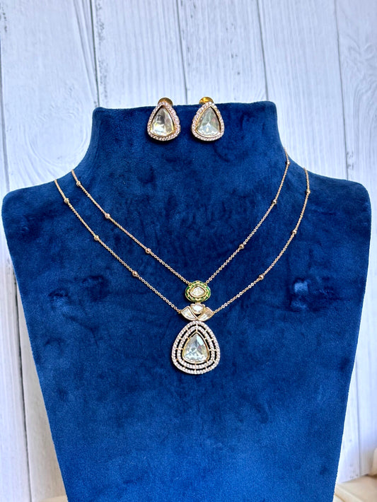 Aanya Stylish Moissanite Necklace Set - A-25-N-M-1NYQH-BJ