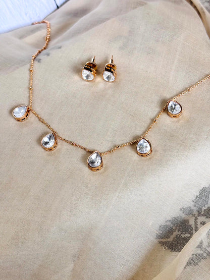 Anvi Minimal Moissanite Necklace Set - A-25-N-M-11BBY-BJ