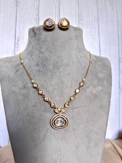 Ishani Modern Moissanite Necklace Set - A-25-N-M-1NYQH-BJ