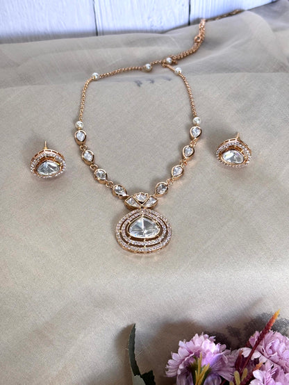 Ishani Modern Moissanite Necklace Set - A-25-N-M-1NYQH-BJ