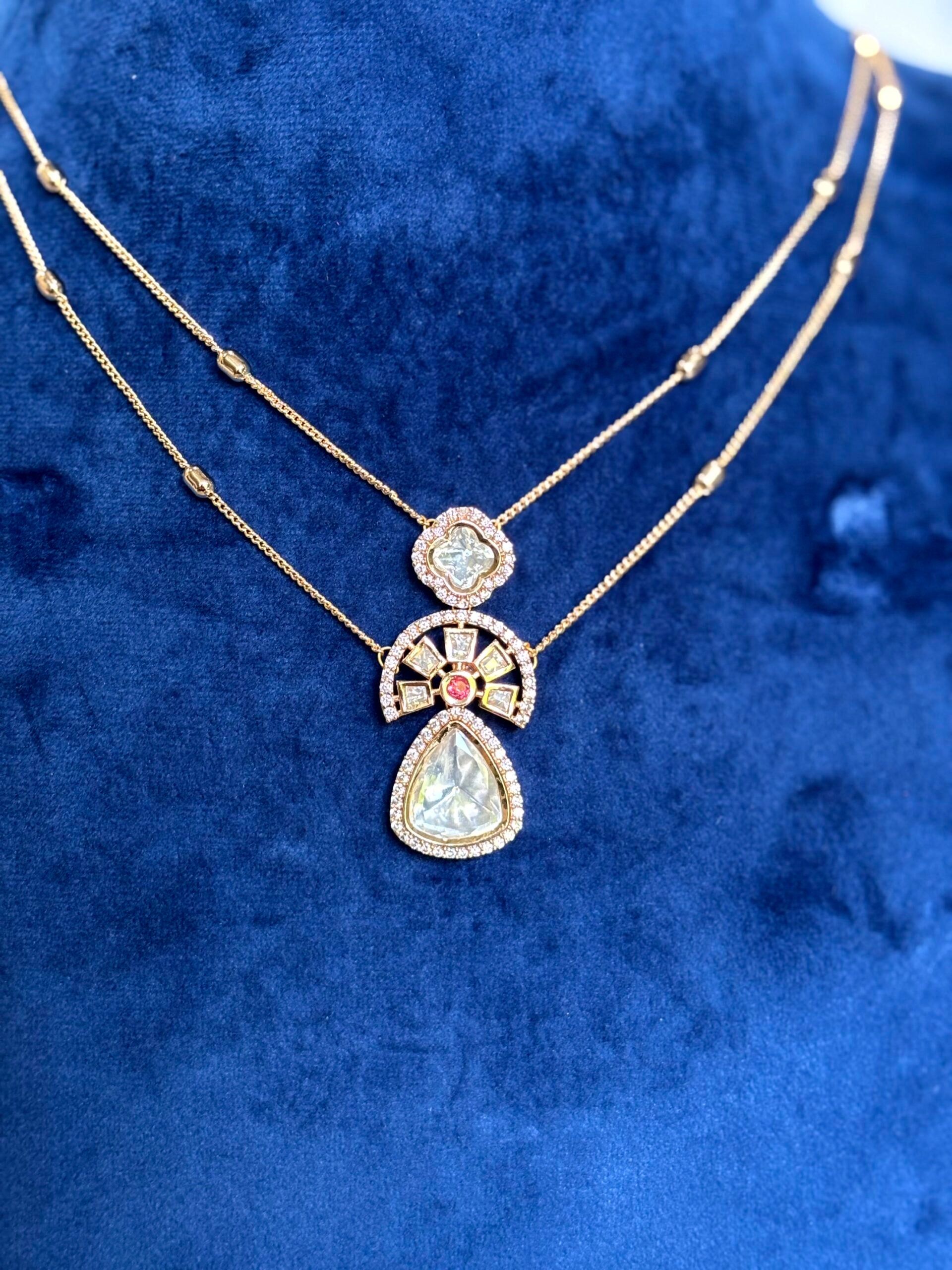 Yashvi Stylish Moissanite Necklace Set - A-25-N-M-11SBD-BJ