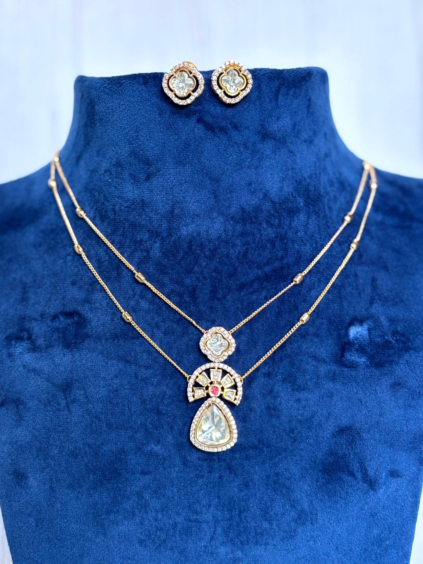 Yashvi Stylish Moissanite Necklace Set - A-25-N-M-11SBD-BJ