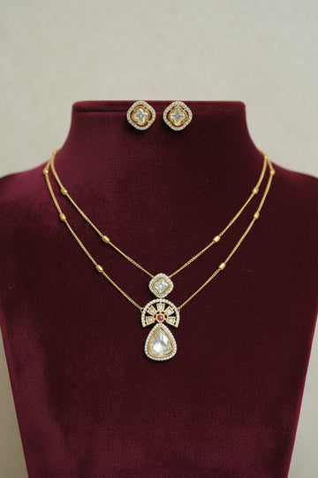 Yashvi Stylish Moissanite Necklace Set - A-25-N-M-11SBD-BJ