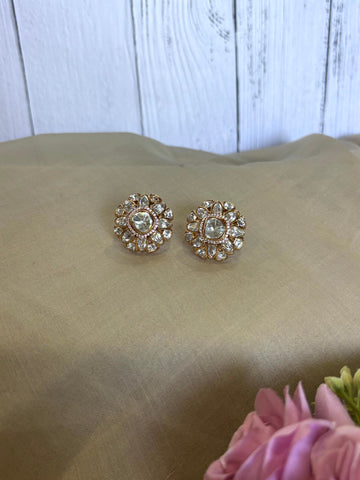 Rhea Floral Polki Moissanite Studs - 