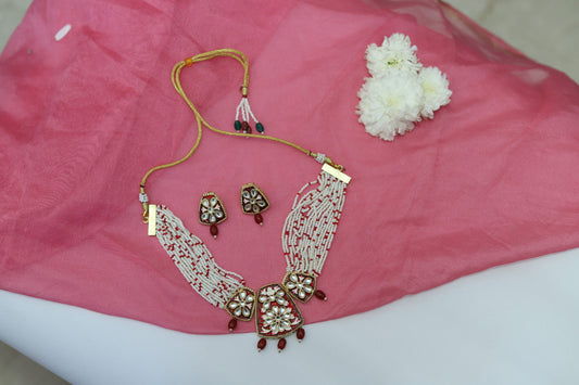 Meera Maroon Meenakari Kundan Necklace Set - S-24-N-O-11HBY-JJ