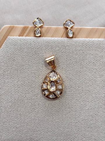Eesha Tiny Moissanite Gold Pendant Set - A-25-N-M-11QBW-BJ
