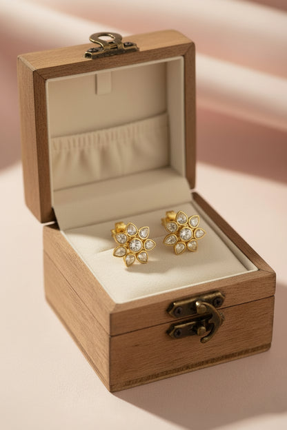 Zoya Floral Moissanite Stud Earrings - 
